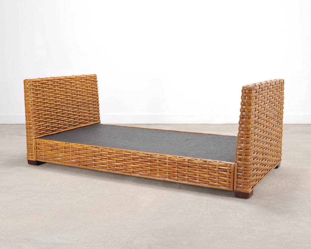 Ralph Lauren Style Organic Modern Woven Wicker Rattan Bed