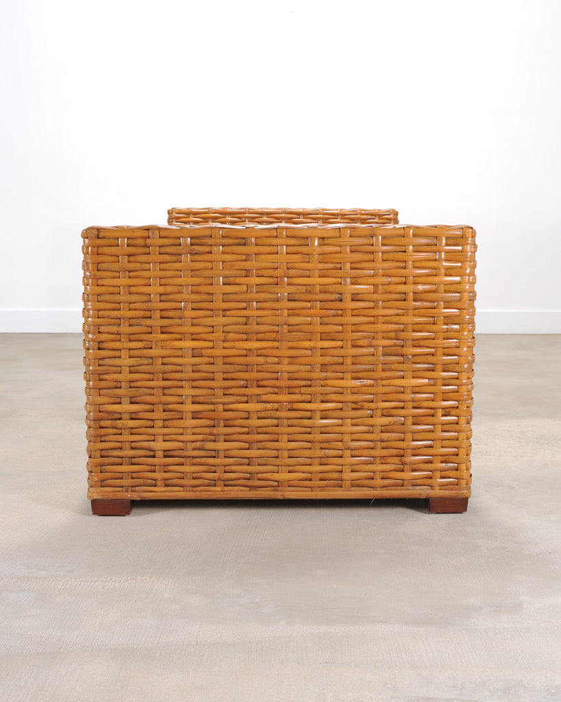 Ralph Lauren Style Organic Modern Woven Wicker Rattan Bed