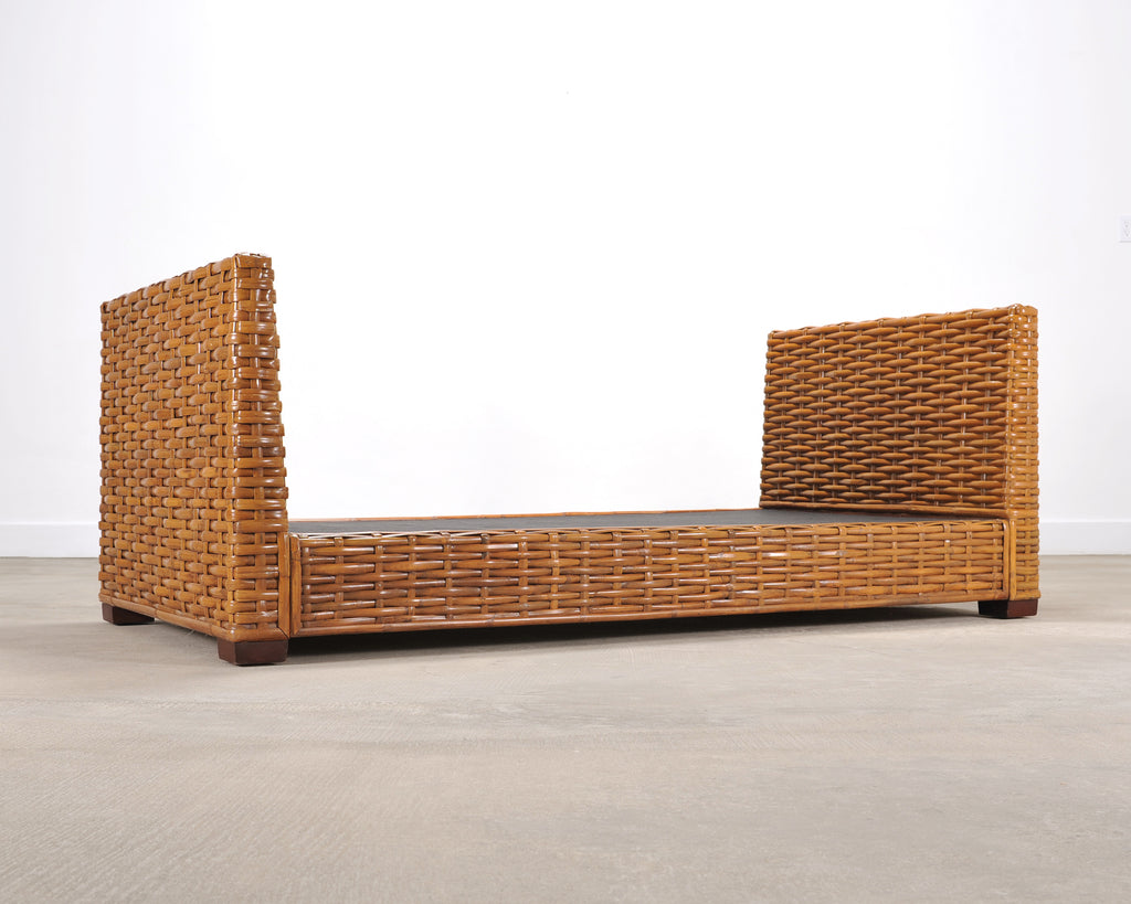 Ralph Lauren Style Organic Modern Woven Wicker Rattan Bed
