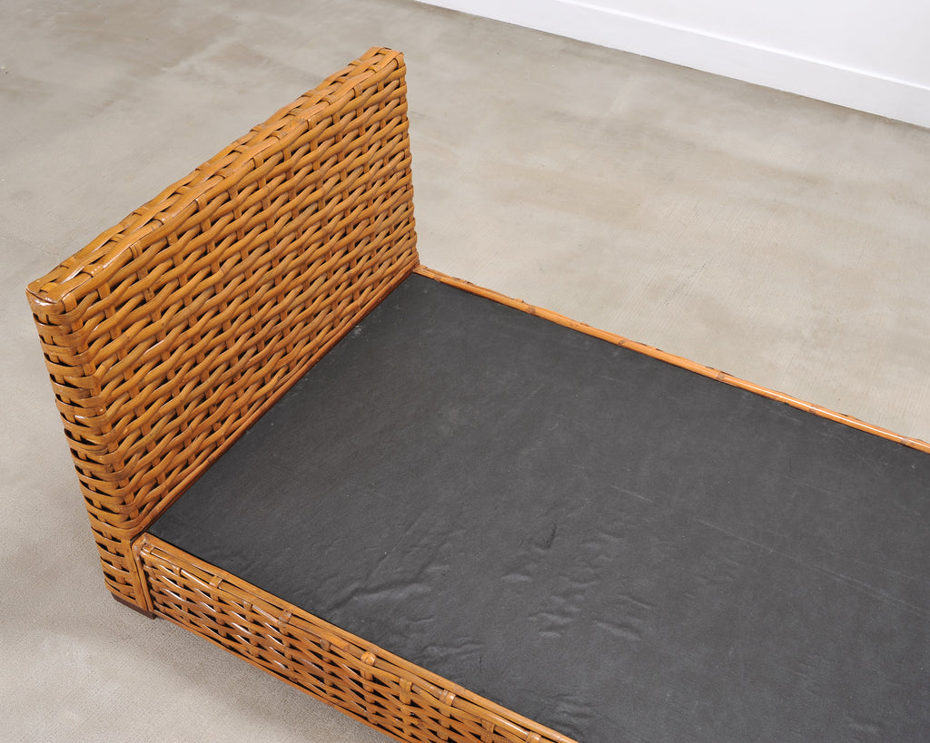 Ralph Lauren Style Organic Modern Woven Wicker Rattan Bed