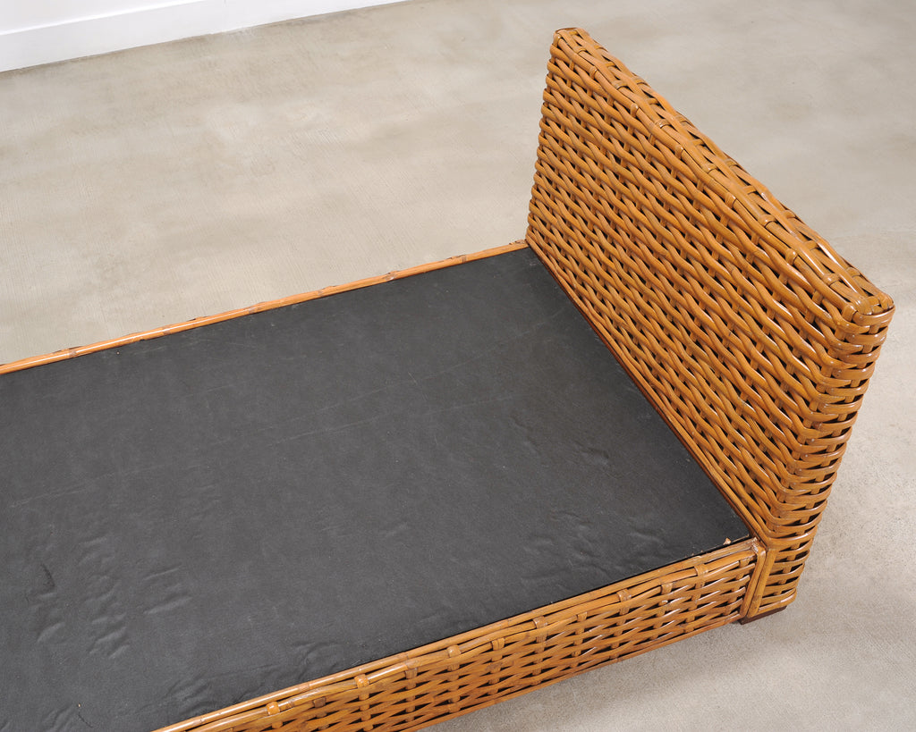 Ralph Lauren Style Organic Modern Woven Wicker Rattan Bed