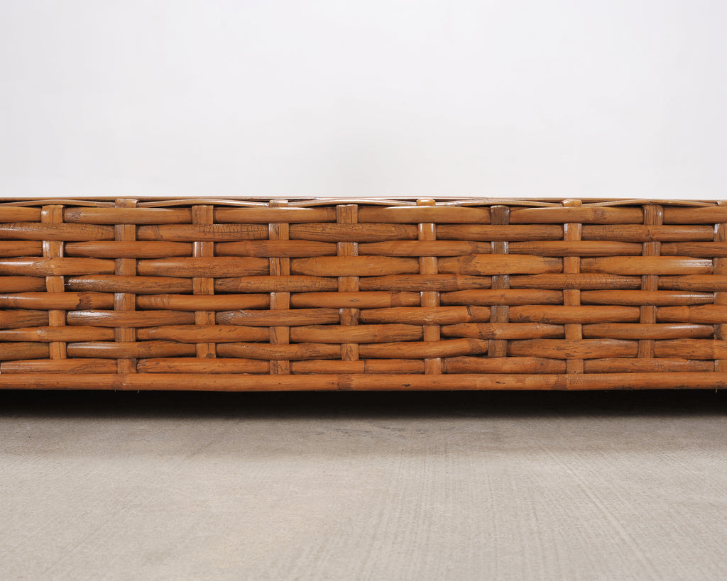 Ralph Lauren Style Organic Modern Woven Wicker Rattan Bed