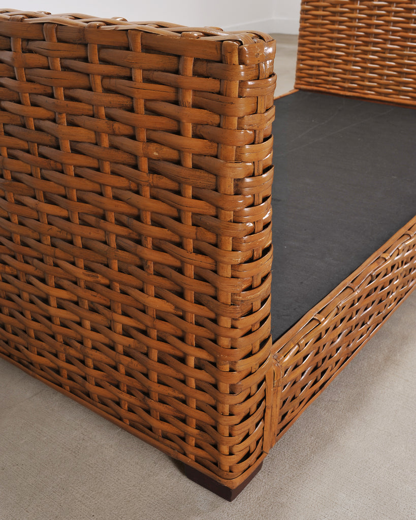 Ralph Lauren Style Organic Modern Woven Wicker Rattan Bed