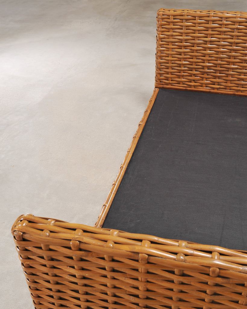 Ralph Lauren Style Organic Modern Woven Wicker Rattan Bed