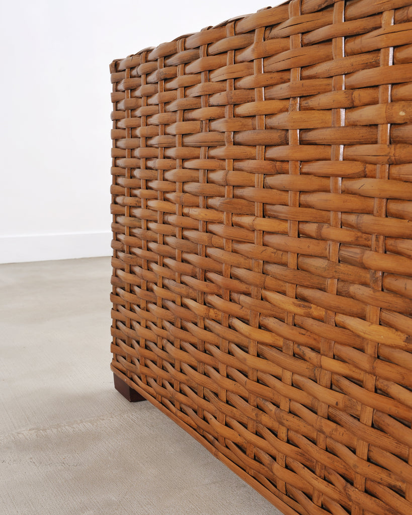 Ralph Lauren Style Organic Modern Woven Wicker Rattan Bed