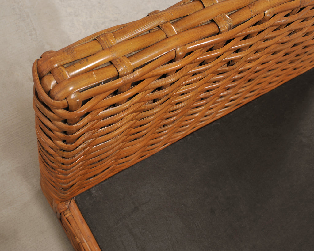 Ralph Lauren Style Organic Modern Woven Wicker Rattan Bed