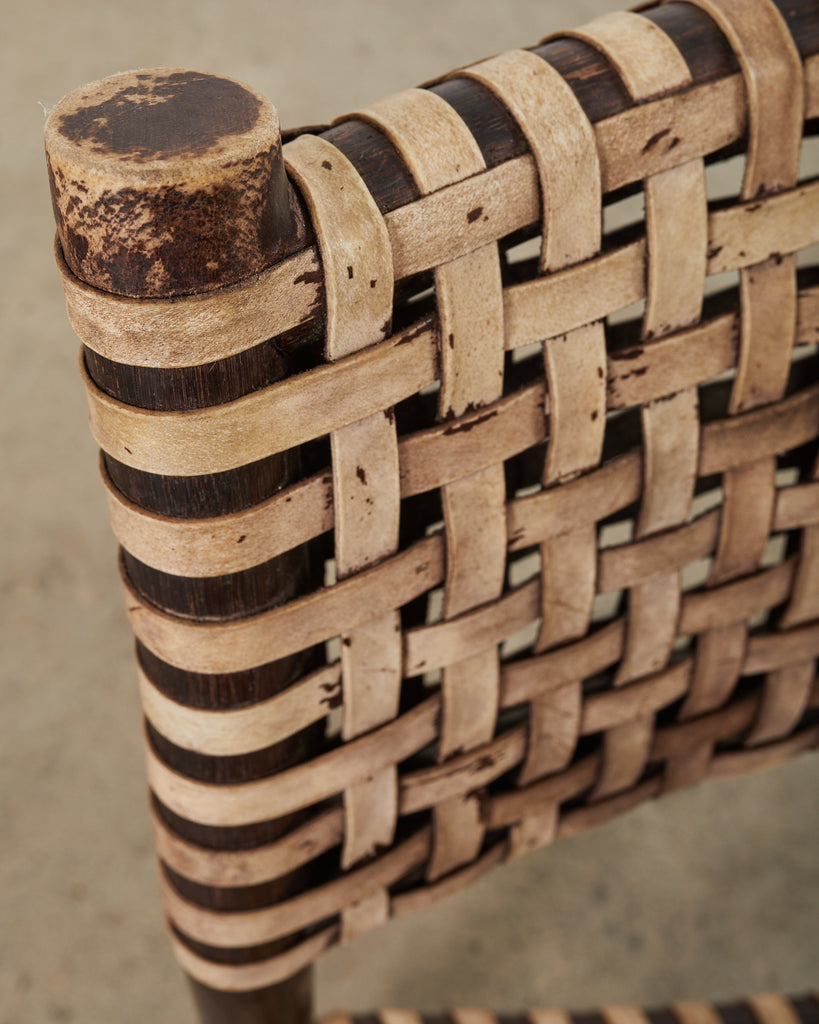 Set of Four McGuire Antalya Laced Rawhide Rattan Dining Chairs