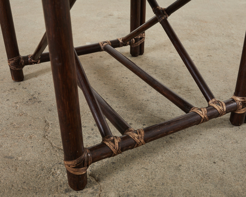 Set of Four McGuire Antalya Laced Rawhide Rattan Dining Chairs