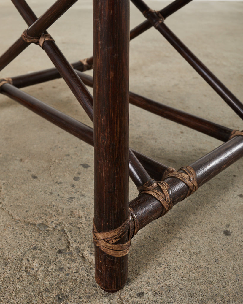 Set of Four McGuire Antalya Laced Rawhide Rattan Dining Chairs