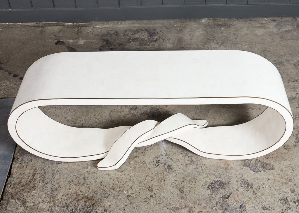 Maitland Smith Tesselated Stone Bronze Ribbon Console Table