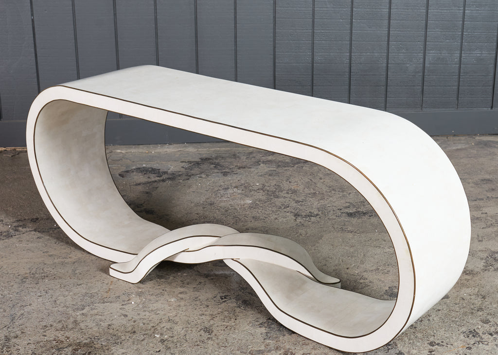 Maitland Smith Tesselated Stone Bronze Ribbon Console Table