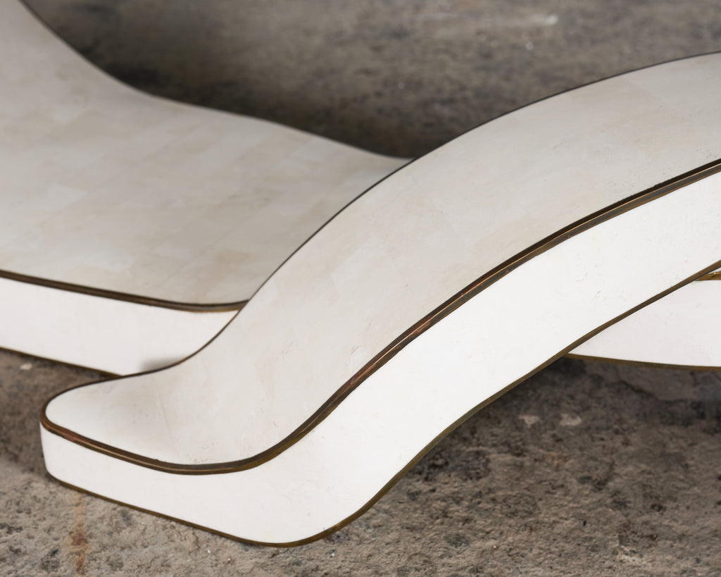 Maitland Smith Tesselated Stone Bronze Ribbon Console Table