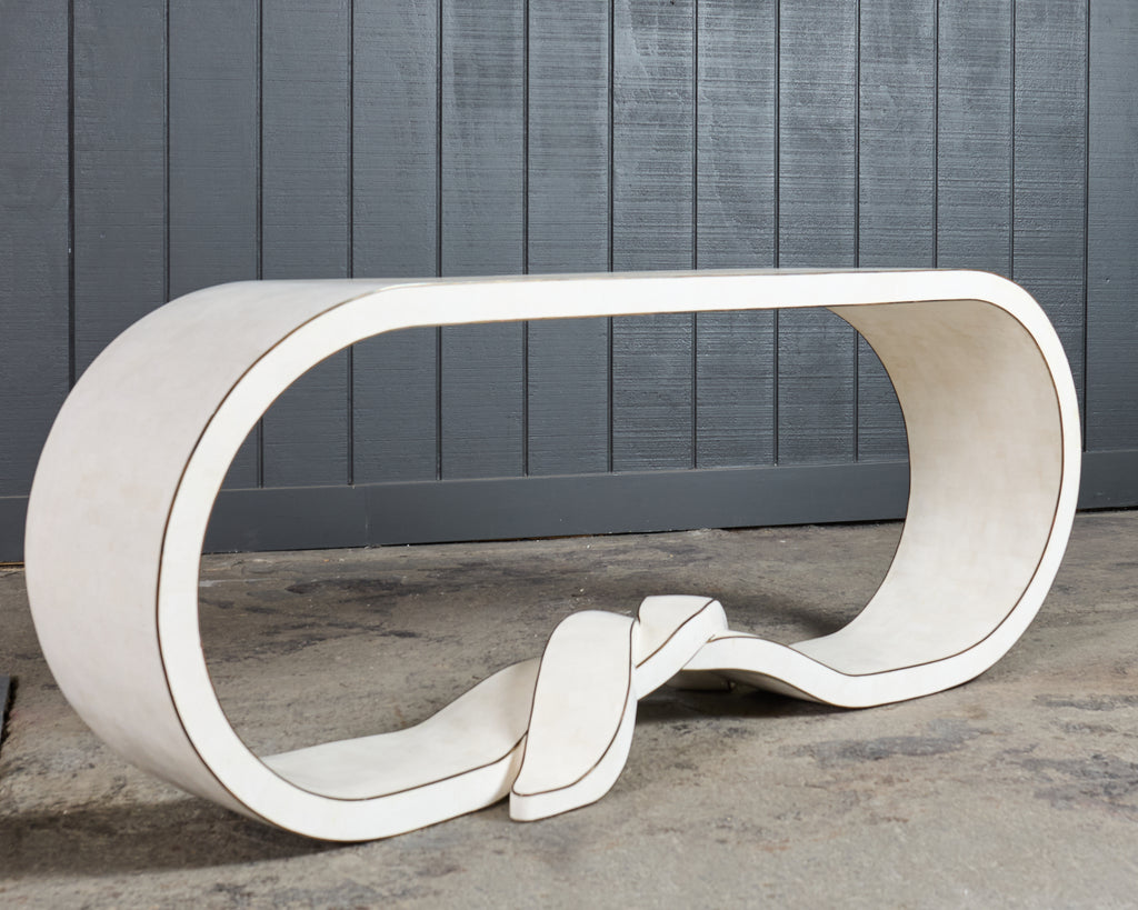 Maitland Smith Tesselated Stone Bronze Ribbon Console Table