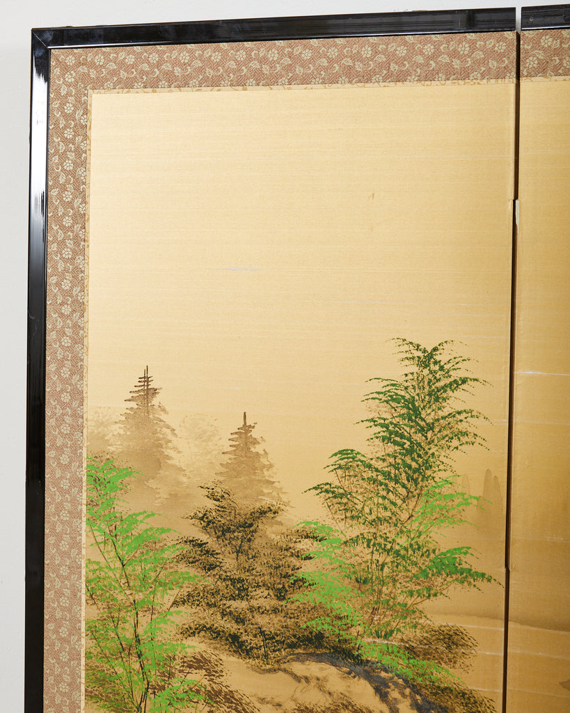 Japanese Showa Four Panel Screen Mount Fuji Landscape