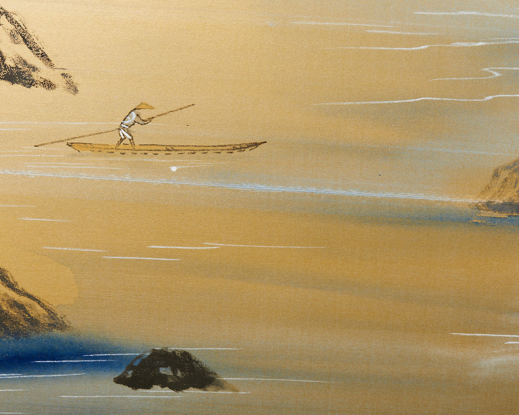 Japanese Showa Four Panel Screen Mount Fuji Landscape