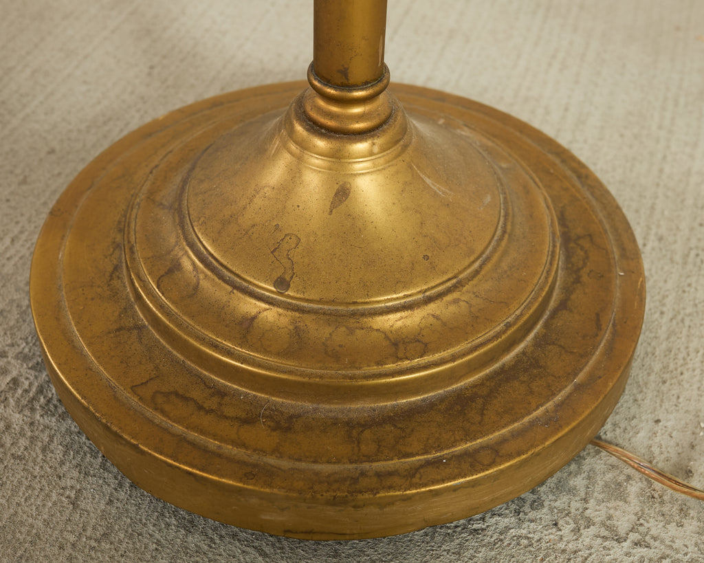 Pair of Patinated Brass Adjustable Pharmacy Floor Lamps