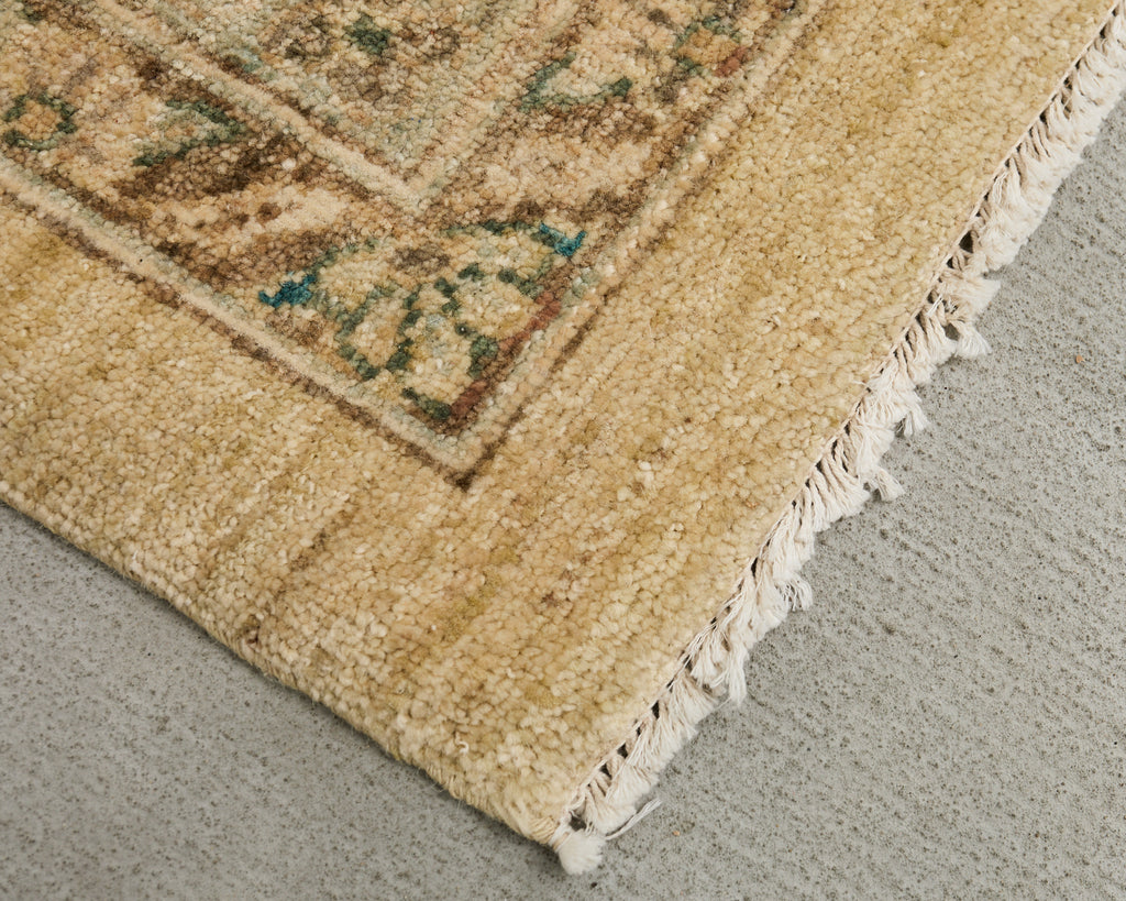 Modern Sultanabad Style Square Rug Stylized Floral Motif