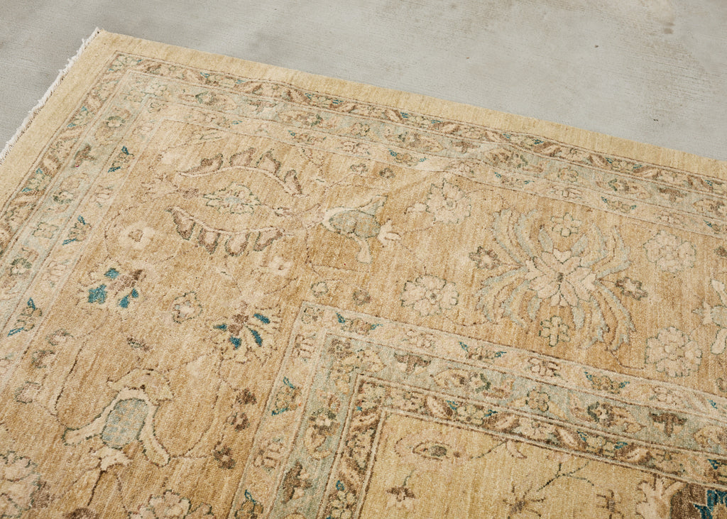 Modern Sultanabad Style Square Rug Stylized Floral Motif