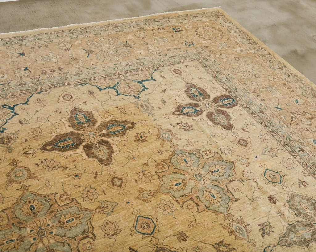 Modern Sultanabad Style Square Rug Stylized Floral Motif