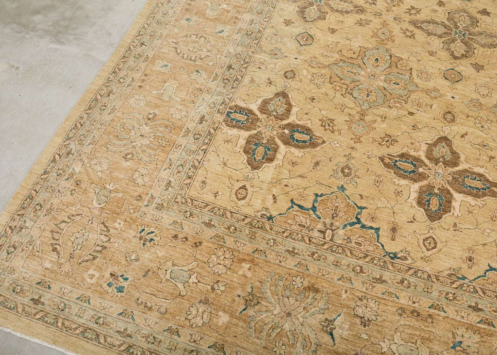 Modern Sultanabad Style Square Rug Stylized Floral Motif