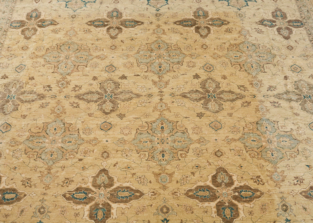 Modern Sultanabad Style Square Rug Stylized Floral Motif