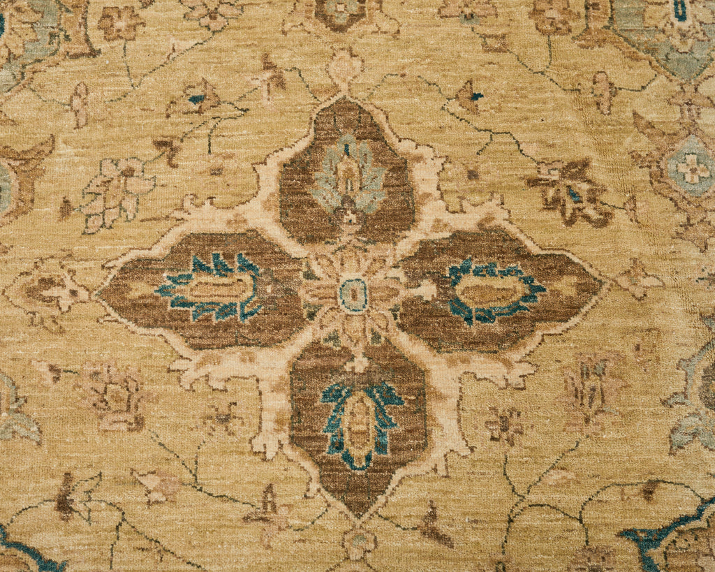 Modern Sultanabad Style Square Rug Stylized Floral Motif