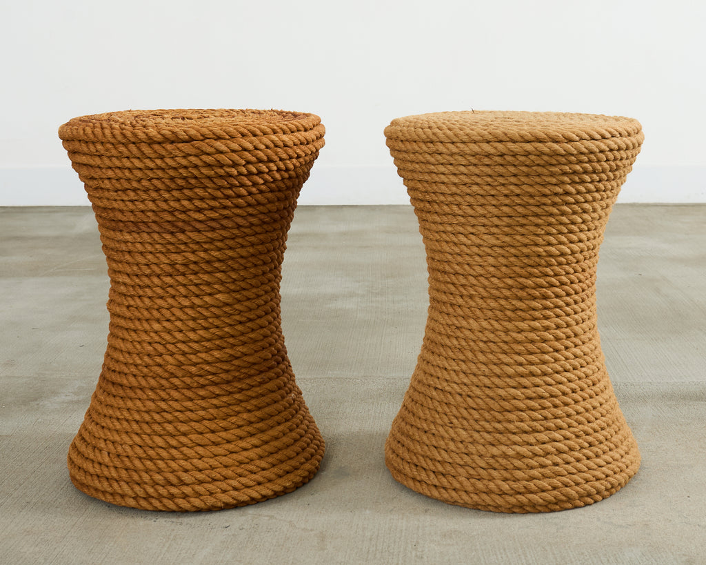 Pair of Audoux-Minnet Style Rope Drink Table Stools