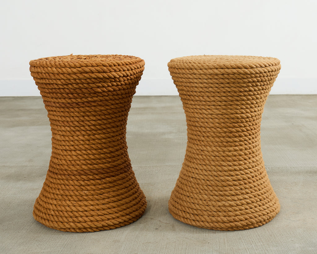 Pair of Audoux-Minnet Style Rope Drink Table Stools