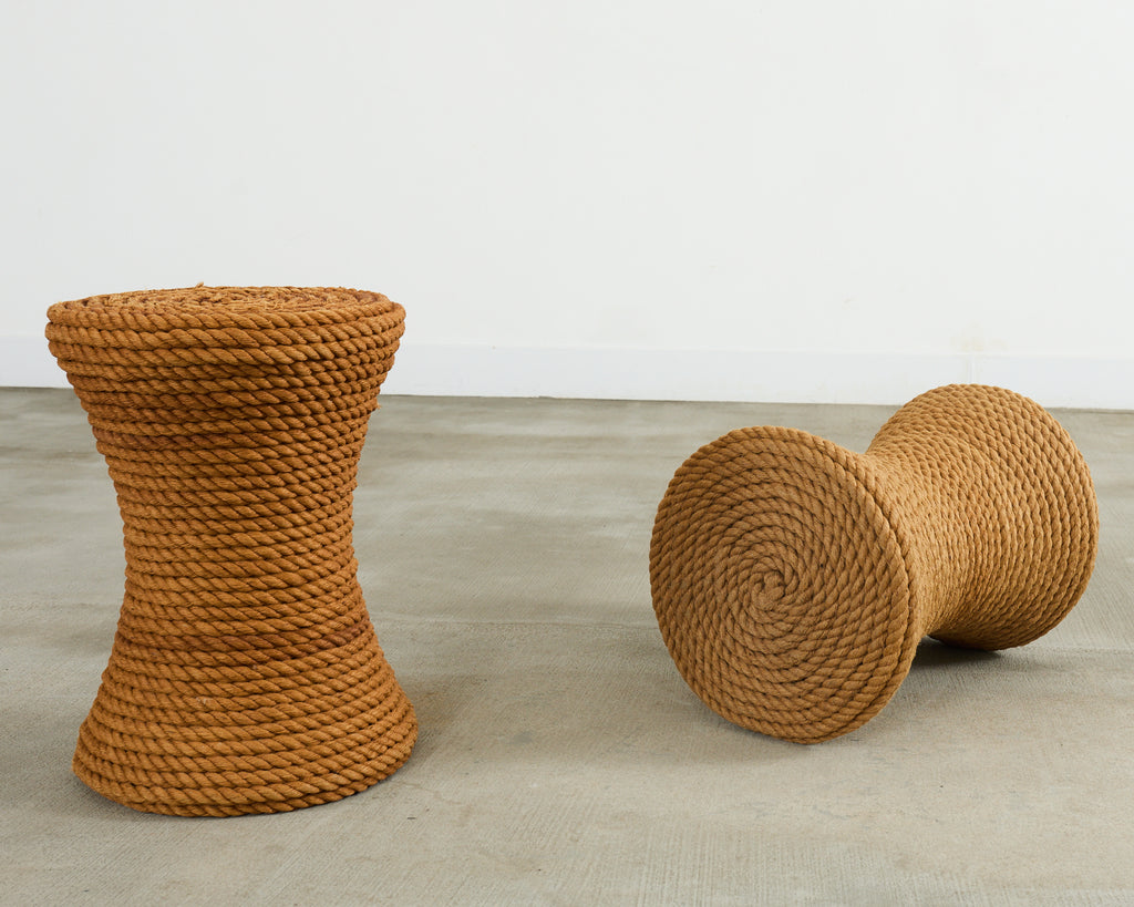 Pair of Audoux-Minnet Style Rope Drink Table Stools