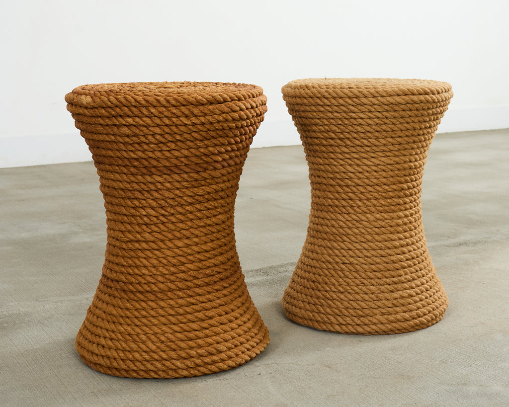 Pair of Audoux-Minnet Style Rope Drink Table Stools