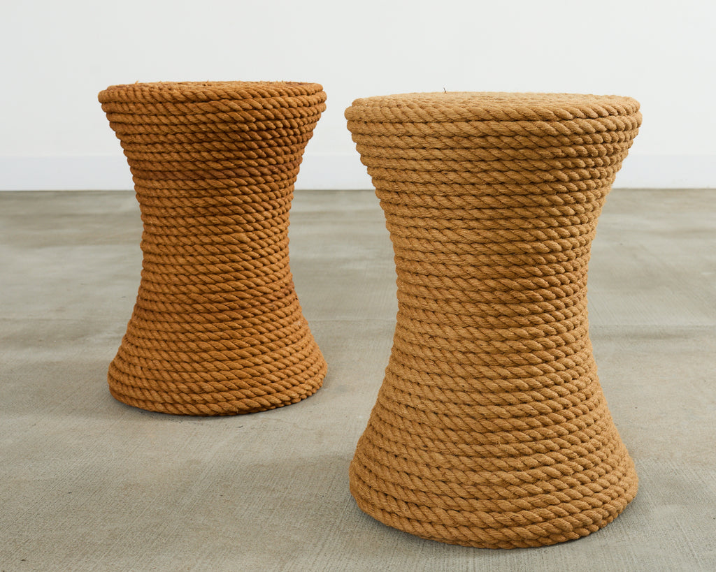 Pair of Audoux-Minnet Style Rope Drink Table Stools