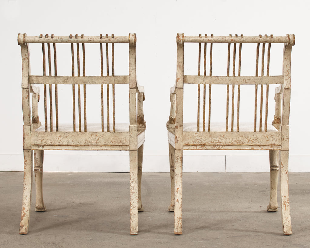 Pair of Rose Tarlow Painted Parcel Gilt Brighton Armchairs