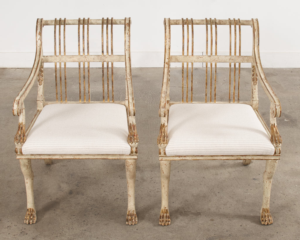 Pair of Rose Tarlow Painted Parcel Gilt Brighton Armchairs