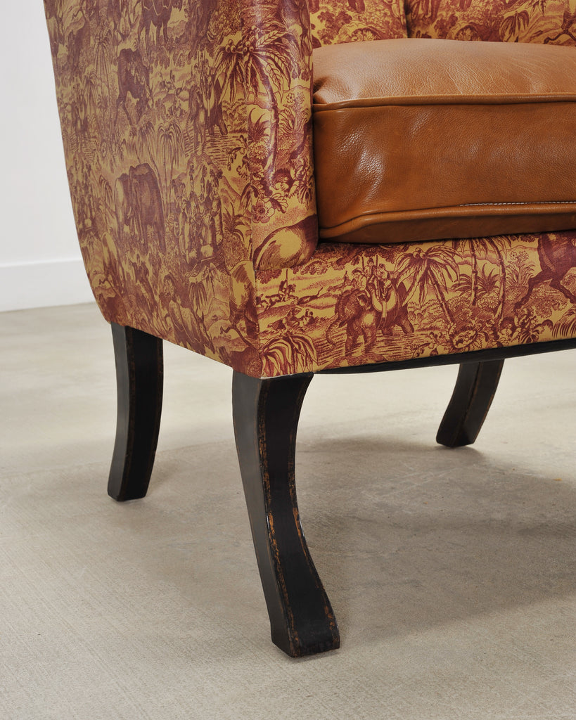 Rose Tarlow Regency Sabreleg Arm Chair with Safari Fabric
