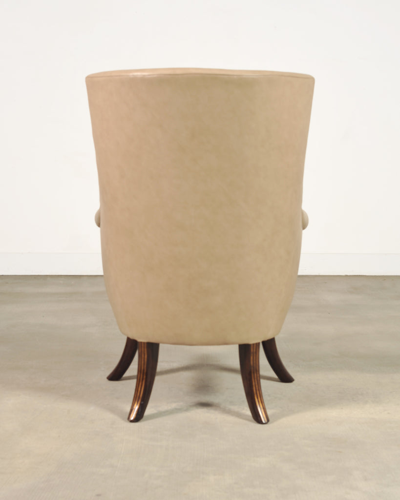 Rose Tarlow Faringale Leather Wing Chair and Ottoman