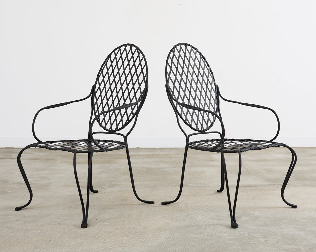 Set of Four Rose Tarlow Twig Iron Garden Dining Armchairs