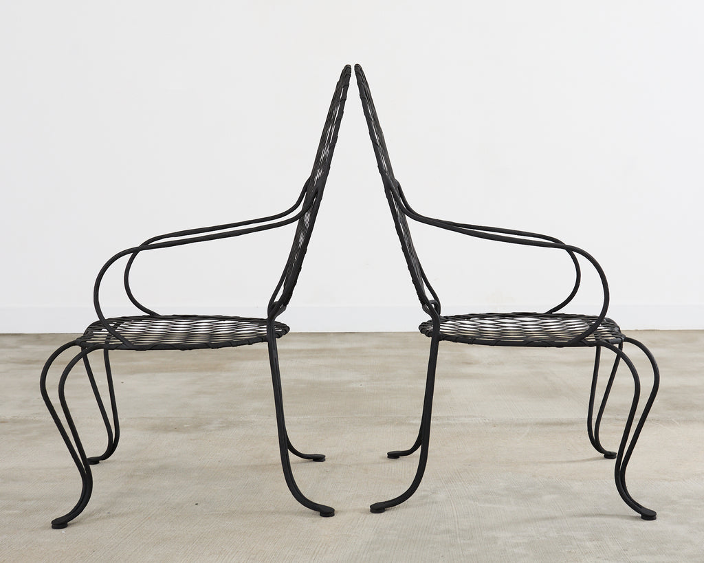 Set of Four Rose Tarlow Twig Iron Garden Dining Armchairs