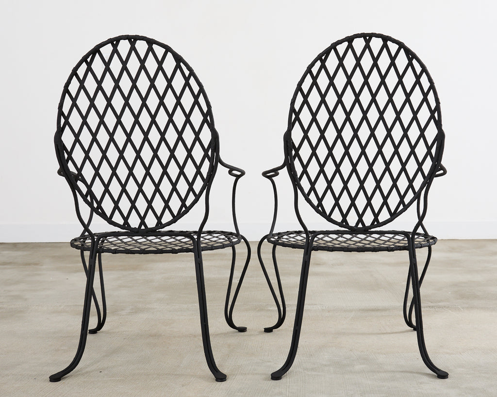 Set of Four Rose Tarlow Twig Iron Garden Dining Armchairs