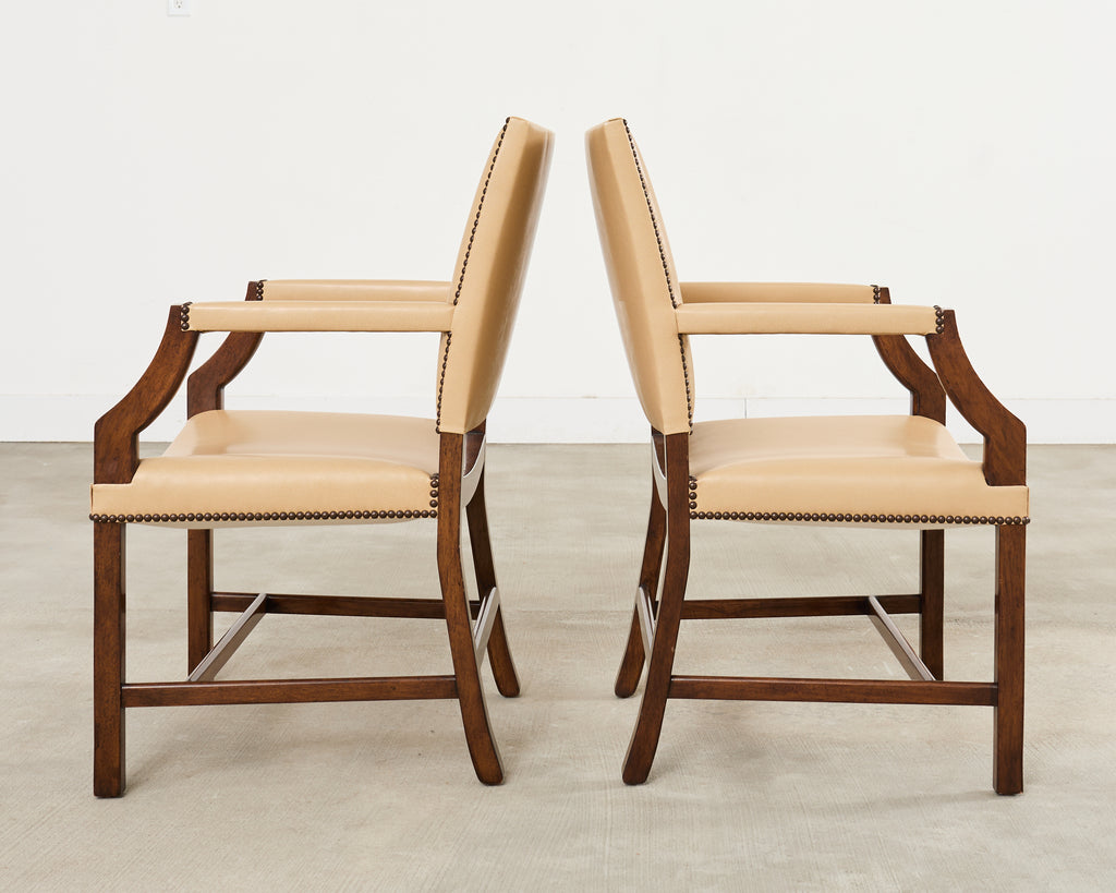 Set Eight Rose Tarlow Walnut Leather Glenna Dining Chairs
