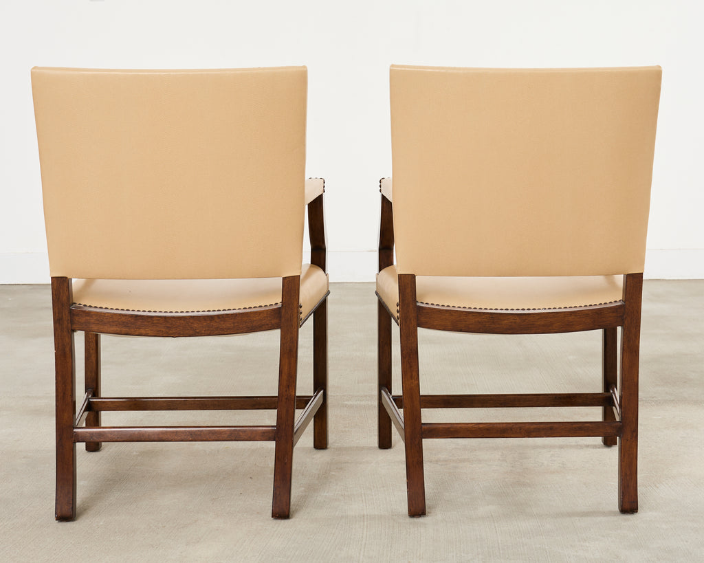 Set Eight Rose Tarlow Walnut Leather Glenna Dining Chairs
