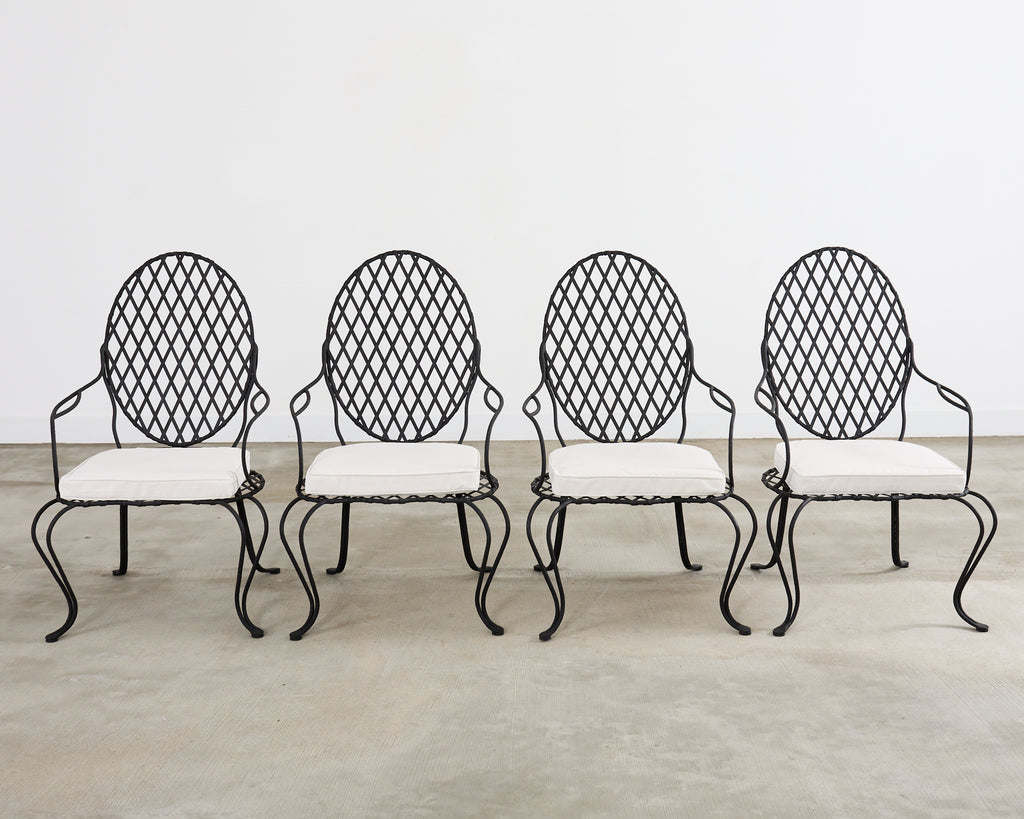 Set of Four Rose Tarlow Twig Iron Garden Dining Armchairs