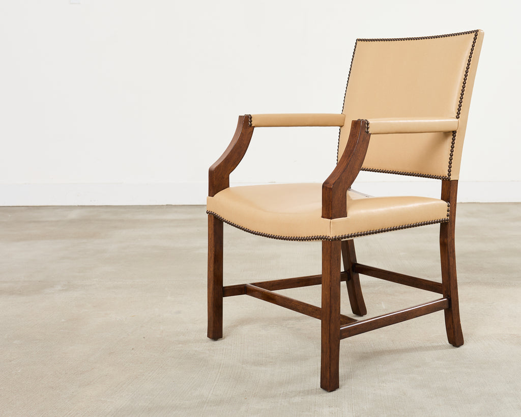 Set Eight Rose Tarlow Walnut Leather Glenna Dining Chairs