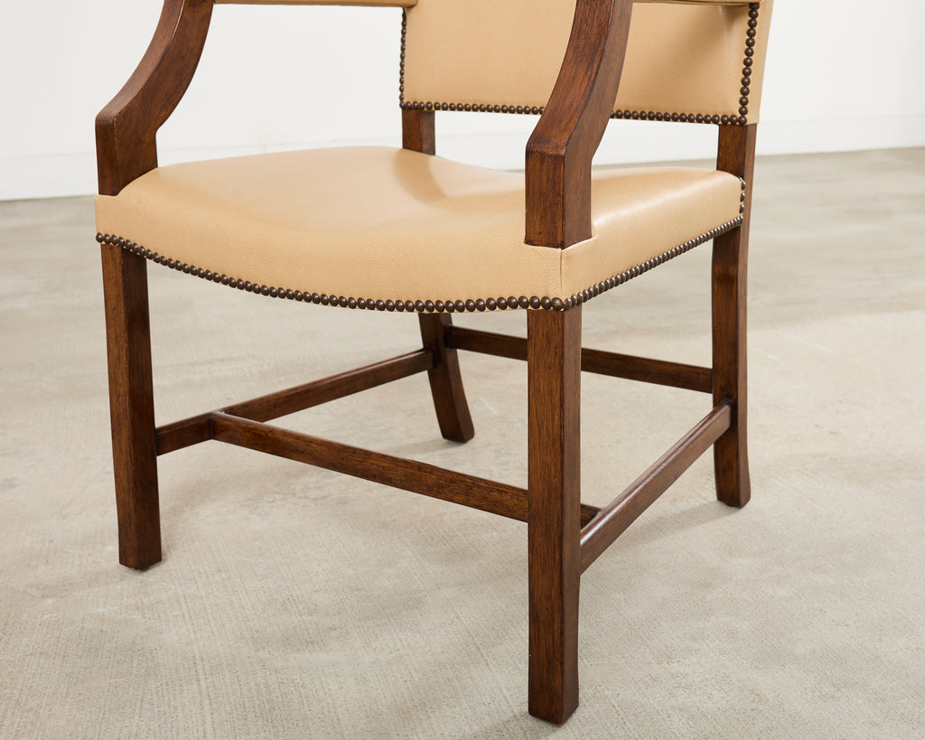 Set Eight Rose Tarlow Walnut Leather Glenna Dining Chairs