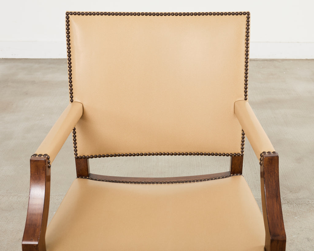 Set Eight Rose Tarlow Walnut Leather Glenna Dining Chairs