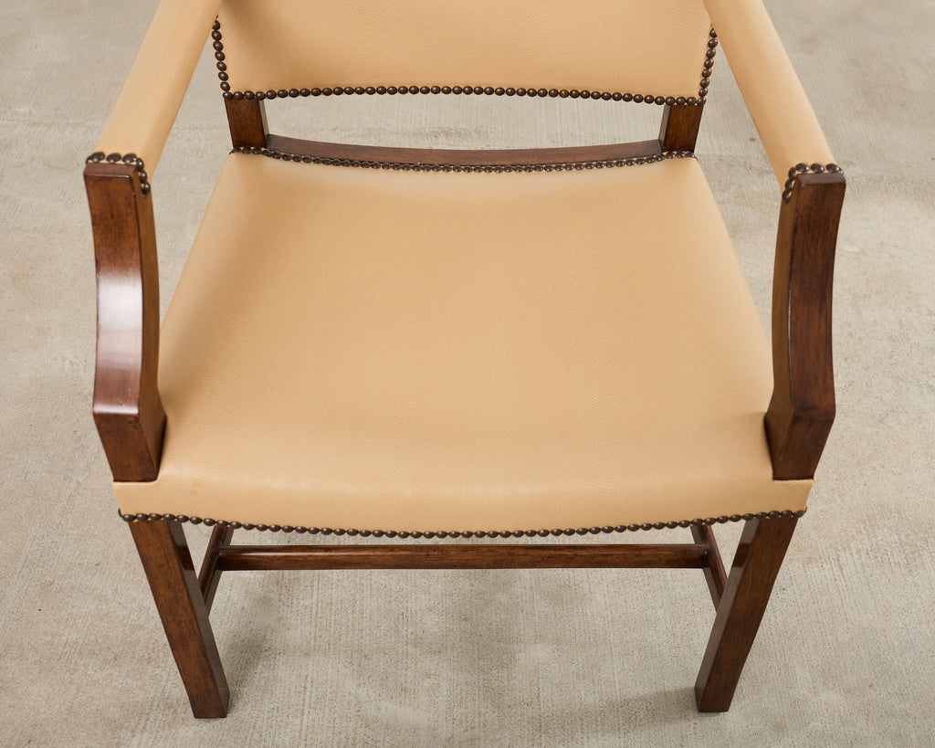 Set Eight Rose Tarlow Walnut Leather Glenna Dining Chairs
