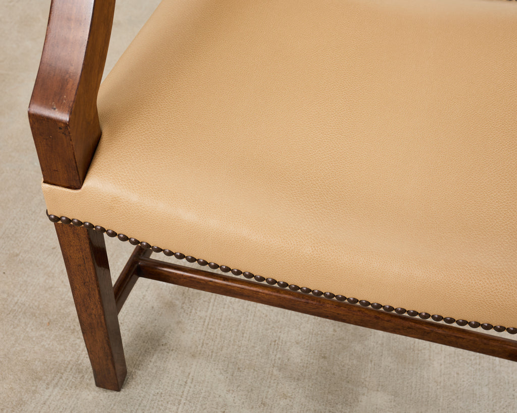 Set Eight Rose Tarlow Walnut Leather Glenna Dining Chairs