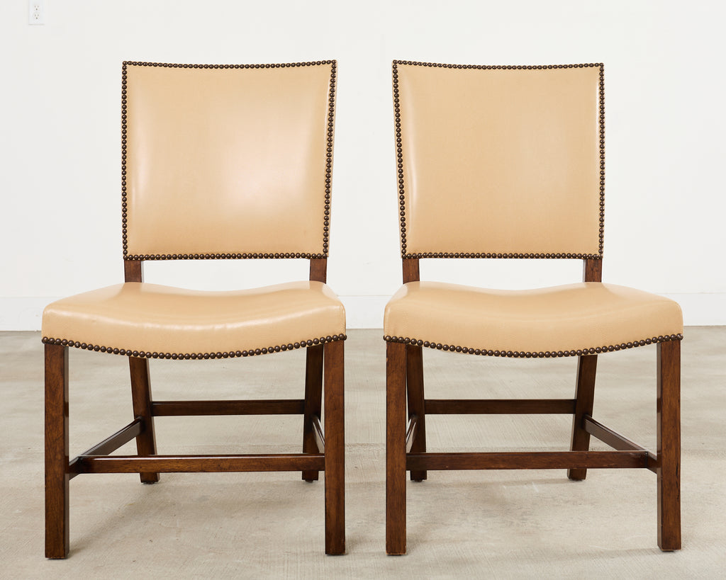 Set Eight Rose Tarlow Walnut Leather Glenna Dining Chairs