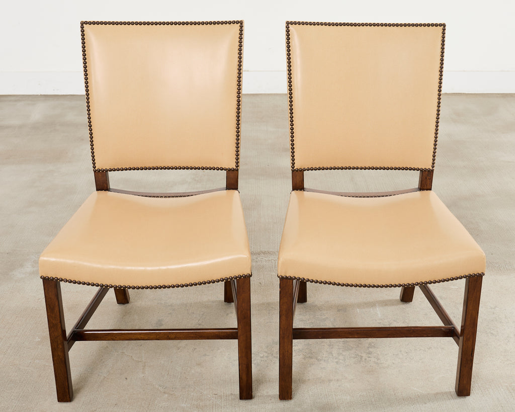 Set Eight Rose Tarlow Walnut Leather Glenna Dining Chairs
