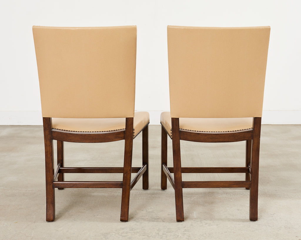 Set Eight Rose Tarlow Walnut Leather Glenna Dining Chairs