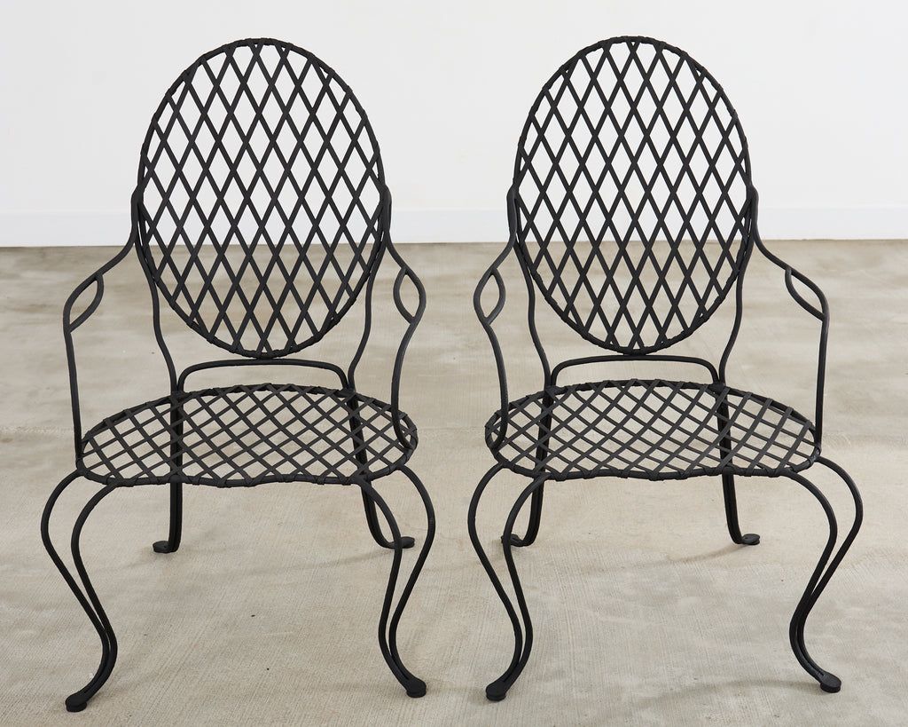 Set of Four Rose Tarlow Twig Iron Garden Dining Armchairs